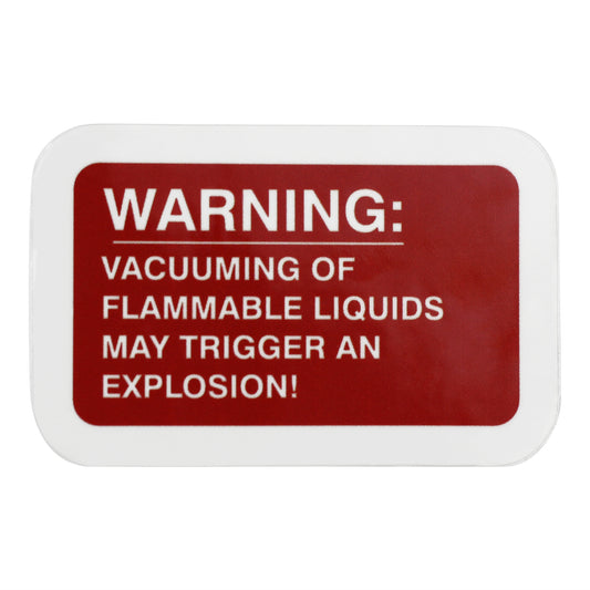 Vacuuming Liquids Warning Decal